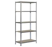 Simon Rack Estanteria Metalica, 2000x1000x500 mm, 5 Baldas de Madera, 150 kg de Punto Flexión, Estanterias Almacenaje, Galvanizado/Madera - Maderclick