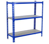 Simon Rack Estanteria Metalica, 2000x1200x400 mm, 5 Baldas de Madera, 200 kg de Punto Flexión, Estanterias Almacenaje, Azul/Madera - Maderclick