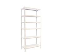 Simon Rack Estanteria Metalica, 2500x800x500 mm, 6 Alturas, Bandeja Metal, 180 kg de Punto Flexión, Estanteria Almacenaje, Blanco - Simonclick