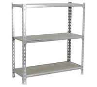 Simon Rack Estanteria Metalica, 900x1100x400 mm, 3 Baldas de Madera, 200 kg de Punto Flexión, Estanterias Almacenaje, Galvanizado/Madera - Maderclick
