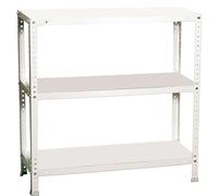 Simon Rack Estanteria Metalica 900x800x500 mm, 3 Alturas, Bandeja Metal, 100 kg de Punto Flexión, Estanteria Almacenaje, Blanca - Comfort