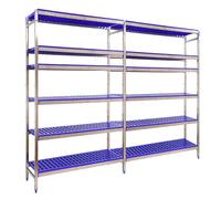 Simon Rack Estanterías Acero Inoxidable, 1600x3290x500 mm, 180 kg de Punto Flexión, 6 Estantes, Estantería Industrial, Estantería Cocina Profesional, A.Inoxidable/Azul - Simoninox