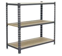 Simonrack Estantería metálica industrial 1000x900x400 mm, 3 estantes madera, 150 kg, gris/madera