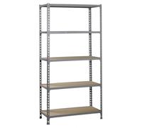 Simon Rack Estanteria Metalica, 1800x900x400 mm, 5 Baldas de Madera, 150 kg de Punto Flexión, Estanterias Almacenaje, Galvanizado/Madera - Maderclick