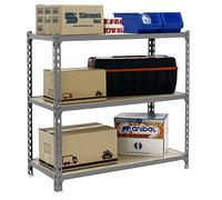 Simon Rack Estanterias Metalicas, 900x1200x300 mm, 3 Baldas de Madera, 200 kg de Punto Flexión, Estanterias Almacenaje, Gris/Madera - Maderclick