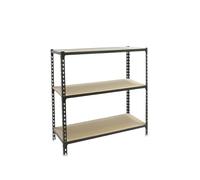 Simon Rack Estanterias Metalicas, 900x900x300 mm, 3 Baldas de Madera, 150 kg de Punto Flexión, Estanterias Almacenaje, Antracita/Madera - Maderclick
