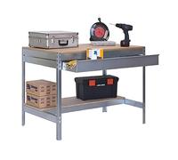 Simonrack Mesa de trabajo para taller BT0 - 600 kg, 842×1510×760 mm, 1 cajón, Galva/Madera