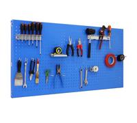 Simon Rack Panel Herramientas Pared, 400x1500 mm, Incluye 17 accesorios, Metal, Azul - Panel Click