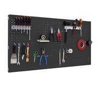 Simon Rack Panel Herramientas Pared, Organizador Herramientas, Incluye 14 Ganchos y 3 Soportes, 1200x400 mm, Antracita - Simonwork