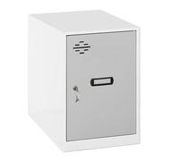 Simonrack Taquilla vestuario pequeña 475x300x500 mm, metálica, incluye llave, Blanco/Gris