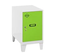 Simonrack Taquilla vestuario pequeña 575x400x500 mm armario metálico Blanco/Verde – Incluye llave