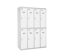 Simon Rack Taquillas Vestuario 2 Puertas 1800x1200x500 mm - Simonlocker | 3 Módulos, Incluye 2 Llaves, Gris/Blanco, Pintura anticorrosión