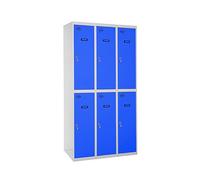 Simon Rack Taquillas Vestuario 2 Puertas 1800x900x500 mm - Simonlocker | 3 Módulos, Incluye 2 Llaves, Gris/Azul, Pintura anticorrosión