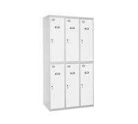 Simon Rack Taquillas Vestuario 2 Puertas 1800x900x500 mm - Simonlocker | 3 Módulos, Incluye 2 Llaves, Gris/Blanco, Pintura anticorrosión