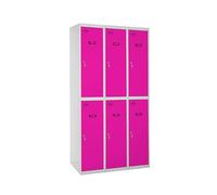 Simon Rack Taquillas Vestuario Metalicas, 6 Puerta, Incluye Llave, 1800x900x500 mm, Gris/Rosa - Simonlocker