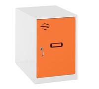 Simon Rack Taquillas Vestuario Pequeña, 475x400x500 mm, Amario Metalico Pequeño, Incluye Llave, Blanco/Naranja - Simonlocker