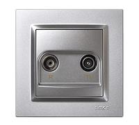 Simon – Toma intermedia antena TV y radio – Serie 10 – Empotrable, incluye marco – Aluminio