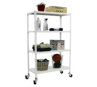 Simonclick Estantería metálica Mobile (Al x An x Pr: 157,5 x 90 x 50 cm, Número de baldas: 4 ud., Inserción, Blanco)