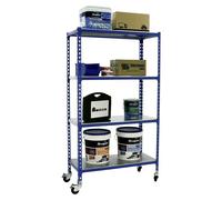 Simonclick Estantería metálica Mobile (Al x An x Pr: 157,5 x 90 x 50 cm, Número de baldas: 4 ud., Inserción, Azul)