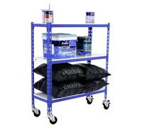 Simonclick Estantería metálica Mobile (Al x An x Pr: 97,5 x 90 x 40 cm, Número de baldas: 3 ud., Inserción, Azul/Blanco)