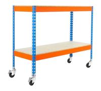 Simonforte Estantería metálica Mobile Chipboard (Al x An x Pr: 90 x 120 x 45 cm, Inserción, Azul/Naranja, Capacidad de carga por balda: 600 kg)