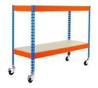 Simonforte Estantería metálica Mobile Chipboard (Al x An x Pr: 97,5 x 120 x 60 cm, Inserción, Azul/Naranja, Capacidad de carga por balda: 75 kg)