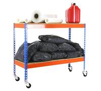 Simonforte Estantería metálica Mobile Chipboard (Al x An x Pr: 97,5 x 150 x 75 cm, Inserción, Azul/Naranja, Capacidad de carga por balda: 75 kg)