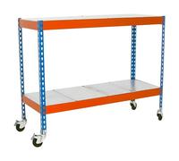 Simonforte Estantería metálica Mobile Metal (Al x An x Pr: 97,5 x 120 x 45 cm, Número de baldas: 2 ud., Inserción, Azul/Naranja, Capacidad de carga...