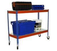 Simonforte Estantería metálica Mobile Metal (Al x An x Pr: 97,5 x 120 x 60 cm, Número de baldas: 2 ud., Inserción, Azul/Naranja, Capacidad de carga...