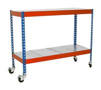 Simonforte Estantería metálica Mobile Metal (Al x An x Pr: 97,5 x 150 x 45 cm, Número de baldas: 2 ud., Inserción, Azul/Naranja, Capacidad de carga...