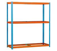 Simonforte Estantería para cargas pesadas (Al x An x Pr: 200 x 150 x 90 cm, Número de baldas: 3 ud., Inserción, Azul/Naranja, Capacidad de carga...