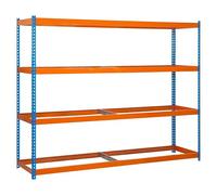 Simonforte Estantería para cargas pesadas (Al x An x Pr: 200 x 150 x 90 cm, Número de baldas: 4 ud., Inserción, Azul/Naranja, Capacidad de carga...