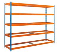 Simonforte Estantería para cargas pesadas (Al x An x Pr: 200 x 240 x 60 cm, Número de baldas: 5 ud., Inserción, Azul/Naranja, Capacidad de carga...