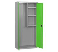 Simonlocker Armario multiusos metálico Cleaning Desmontado (L x An x Al: 40 x 80 x 180 cm, Número de puertas: 2 ud., Gris/Verde)
