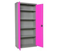 Simonlocker Armario multiusos metálico Multi Professional Desmontado (L x An x Al: 40 x 100 x 180 cm, Gris/Rosa, Número de baldas: 4 ud.)
