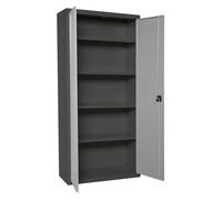 SimonRack Amario Metálico Almacenaje, Armario Multiusos, 2 Puertas, 4 Estantes, 1800x600x400 mm, Antracita/Gris - Simonlocker Black Large
