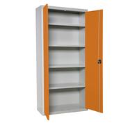 SimonRack Amario Metálico Almacenaje, Armario Multiusos, 2 Puertas, 4 Estantes, 1800x600x400 mm, Gris/Naranja - Simonlocker Gray Large