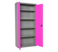 SimonRack Amario Metálico Almacenaje, Armario Multiusos, 2 Puertas, 4 Estantes, 1800x600x400 mm, Gris/Rosa - Simonlocker Gray Large