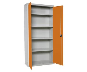 SimonRack Amario Metálico Almacenaje, Armario Multiusos, 2 Puertas, 4 Estantes, 1800x800x400 mm, Gris/Naranja - Simonlocker Gray Large