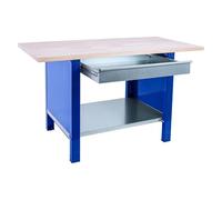 Simonrack Banco de trabajo BT6 PRO Taller – 1000 kg, 865x1500x750 mm, 1 cajón, Azul/Haya
