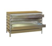 SimonRack Banco de Trabajo Taller, Capacidad Carga 400 kg, 842x910x610 mm, Mesa de Trabajo, 6 Cajones, Galva/Madera - BT5 Galva Large