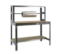 SimonRack Banco de Trabajo Taller, Capacidad Carga 600 kg, 1445x1510x760 mm, Mesa de Trabajo, Galva/Madera - BT4 Galva Large