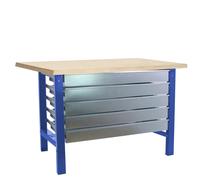 SimonRack Banco de Trabajo Taller, Capacidad Carga 600 kg, 865x1800x750 mm, Mesa de Trabajo, 5 Cajones, Azul/Madera Mdf - BT6 Blue Large