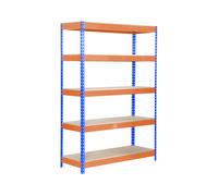 Simonrack Estantería industrial Bricoforte 1206-5 2000x1200x600 mm, 5 estantes madera, Azul/Naranja