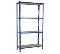 SimonRack Estanteria Metalica, 4 Baldas Madera Ajustables, 150 kg de Punto Flexión, 1500x1000x400 mm, Estantería Almacenaje, Sin tornillos, Azul/Madera - Maderclick