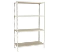 SimonRack Estanteria Metalica, 4 Baldas Madera Ajustables, 150 kg de Punto Flexión, 1500x1000x500 mm, Estantería Almacenaje, Sin tornillos, Blanco/Madera - Maderclick