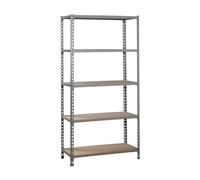 SimonRack Estanteria Metalica, 5 Baldas Madera Ajustables, 200 kg de Punto Flexión, 2000x1200x400 mm, Estantería Almacenaje, Sin tornillos, Gris/Madera - Maderclick