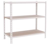 SimonRack Estanteria Metalica, 900x1000x400 mm, 3 Alturas, Bandeja Madera, 150 kg de Punto Flexión, Estanteria Almacenaje, Blanco/Madera - Maderclick