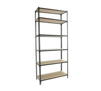 SimonRack Estanteria Metalica Almacenaje de Acero, 2500x1100x400 mm, 6 Baldas Madera, Soporta 200 kg de Punto Flexión por balda, Antracita/Madera - Maderclick Black Large