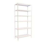 SimonRack Estanteria Metalica Almacenaje de Acero, 2500x1200x400 mm, 6 Baldas, Soporta 200 kg de Punto Flexión por balda, Blanco - Simonclick White Large